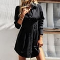 thumbnail image 2 of Vestido corto de línea A para mujer vestido camisero corto con cuello vuelto vestido informal de verano, 2 of 7