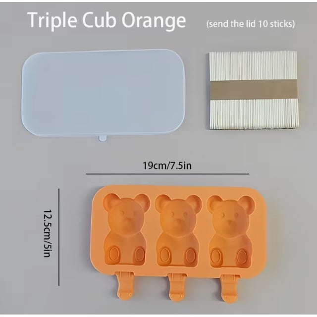 1 molde de helado de silicona con forma de oso lindo con tapa, sin PVC, adecuado for paletas heladas caseras y palitos de queso, imprescindible en la cocina