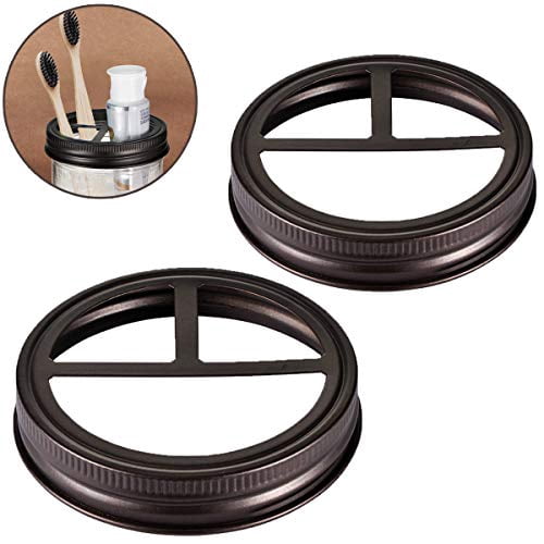 [Wide Mouth] Mason Jar Toothbrush Holder Lid Rustproof 304 Stainless