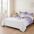 thumbnail image 2 of Twin XL Quilt Set 68''x98'', Purple Eucalyptus Leaves Lightweight Bedspread Coverlet Set with 2 Pillow Shams, Spring Floral Summer Botanical Breathable All Season Quilt Bedding for Dorm/Guest Room, 2 of 9