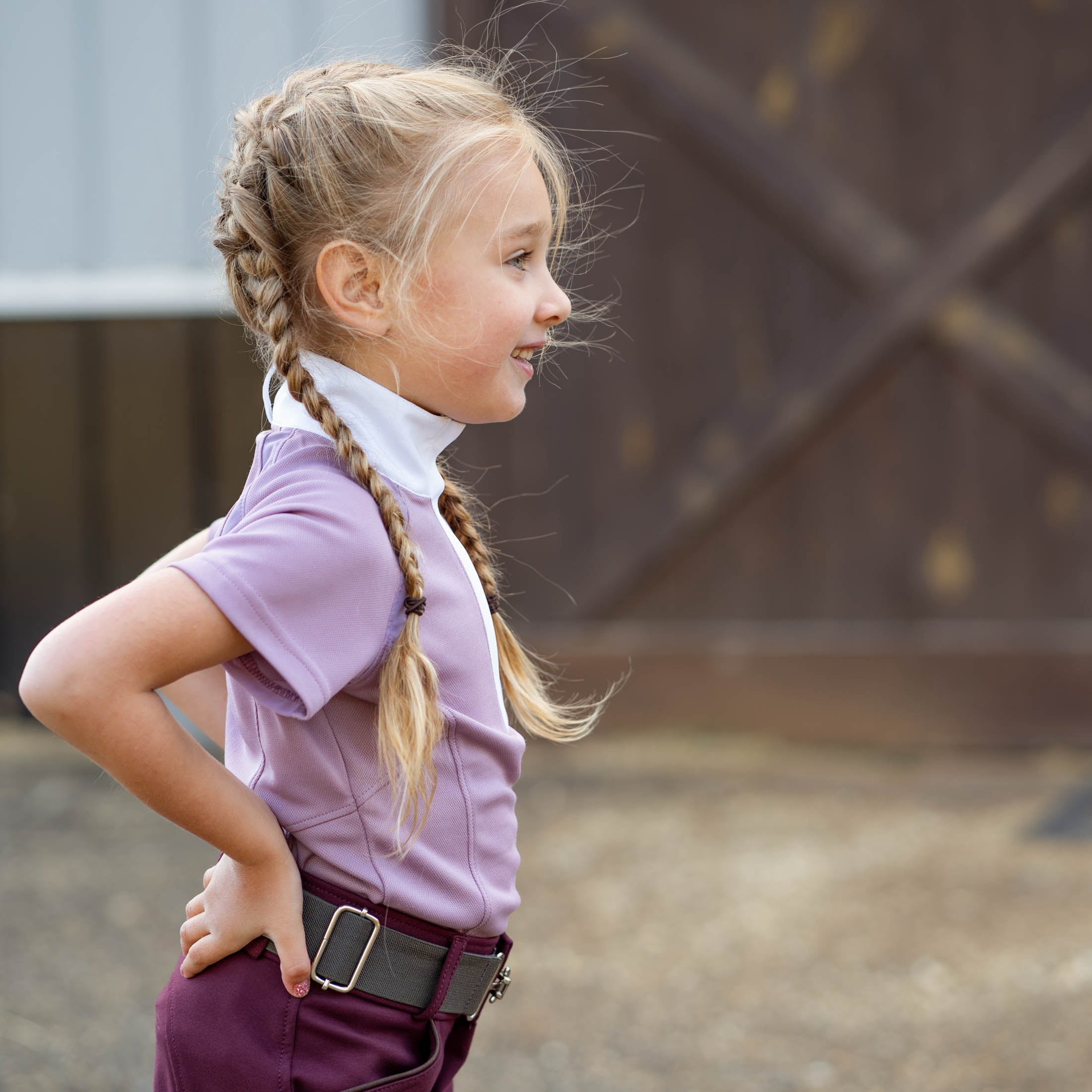 Equinavia Lotta Kids Equestrian Show Shirt - Short Sleeved Performance Shirt with Cooling Mesh