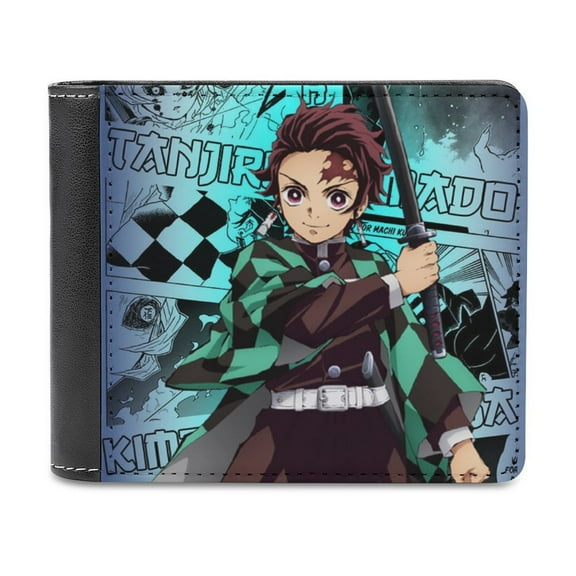 Demon Slayer Slim Bifold Wallet Purse Leather Wallets for Men Women Card Holder Wallets - Thin & Stylish