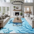 thumbnail image 3 of Blue Shark Coastal Area Rugs 5'x8', Washable Small Throw Rugs for Classroom Bedroom, Summer Beach Coral Nautical Ocean Indoor Outdoor Rug Non-Slip Low Pile Carpet Runner Reversible Floor Mats, 3 of 8