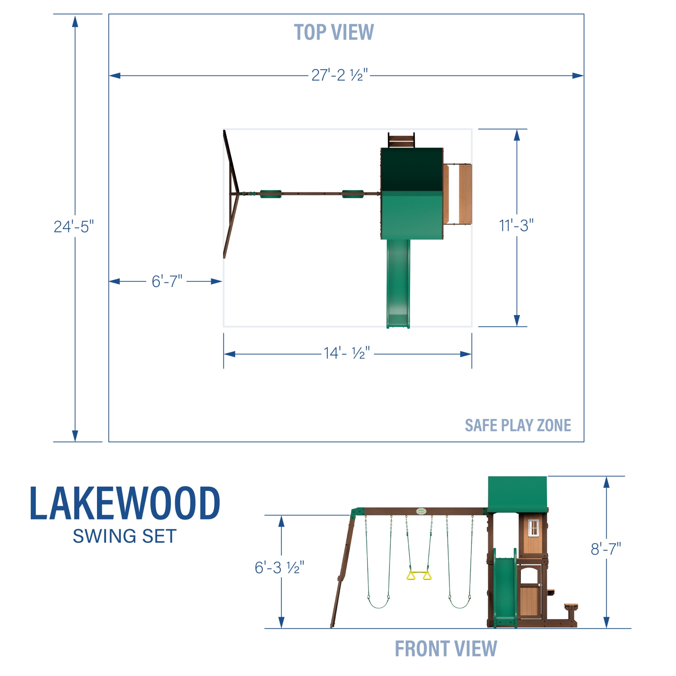 Backyard Discovery Lakewood Cedar Wood Swing Set, Slide, Clubhouse, Playhouse, Snack Bar