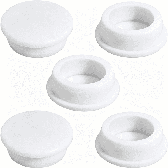 ICERUN Silicone Rubber Plug 1 1/2 Inch Round Holes White T-Shaped Snap Hole Plug Waterproof Flexible Rubber Stopper Seal Button Bathtub Jet Covers Sink Overflow Tube Pipe End Caps White