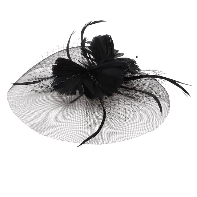 1 unid novia vestido de pluma tocado banquete fiesta pluma flor pelo aro negro