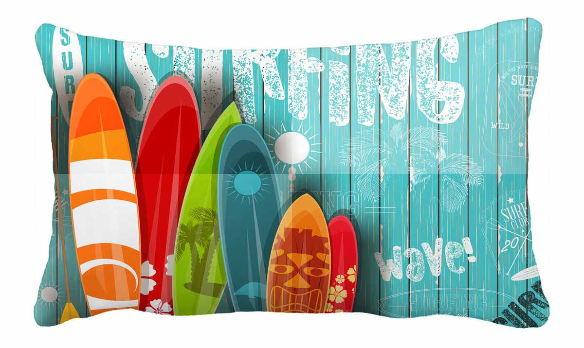 PKQWTM Surf Club Surfboards Bed Decor Pillow Cases Zippered Cushion