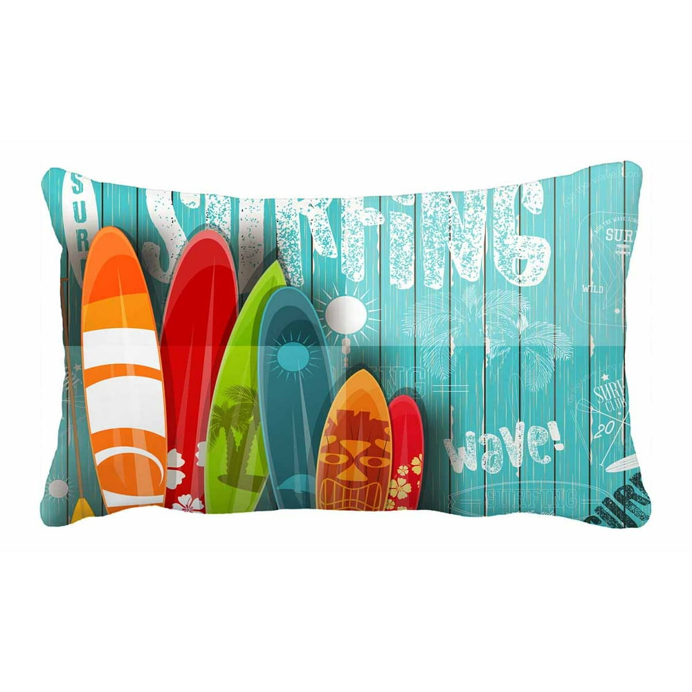 PKQWTM Surf Club Surfboards Bed Decor Pillow Cases Zippered Cushion