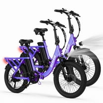 Electric Bike for Adults, Mars 20'' Fat Tire Folding Ebike with Peak 1200W Motor, 7 Speed 28MPH, Foldable Electric Bicycle(Purple)*2
