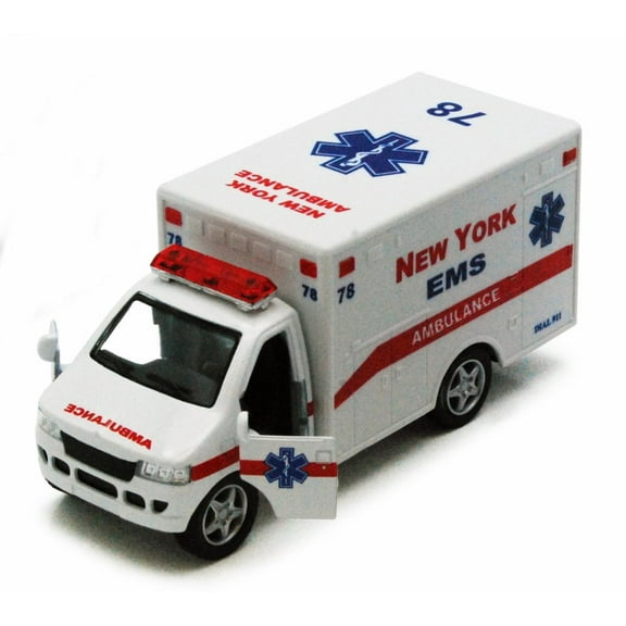 New York Rescue Team Ambulance, White - Kinsmart 5259DNY - 5" Diecast Model Toy Car