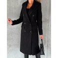 thumbnail image 2 of ZANKLEY Women Long  Coat Double Breasted Trench Coat Fall Winter Clothes, 2 of 10