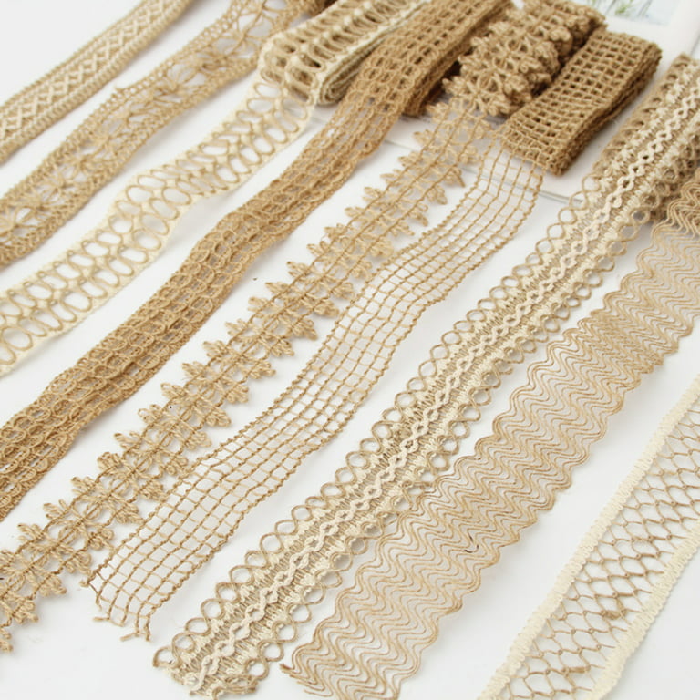 Natural Jute Burlap Ribbon Roll, 2 Inch Jute Ribbon DIY Decoration Burlap  Lace Ribbon Burlap Ribbon Roll with White Lace Trims Tape for DIY Crafts