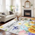 thumbnail image 2 of 5'x8' Area Rugs, Spring Easter Indoor Outdoor Area Rug for Living Room Bedroom, Watercolor Floral Rabbits Eggs Butterflies Wood Washable Bathroom Rugs Kitchen Floor Carpet Mats Home Decor Aesthetic, 2 of 8