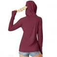 thumbnail image 5 of Womens Sun Protection Hoodies Long Sleeve Shirts Quick Dry Breathable Fishing Hiking Rash Guard Athletic Pullover Tops S-2XL, 5 of 6