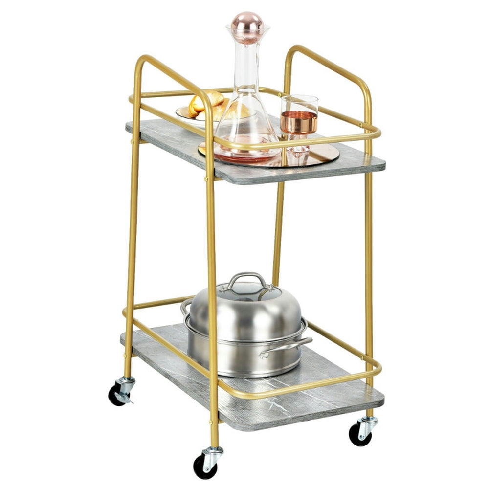 Finihen Rolling Cart, Kitchen Island Cart, 2-tier Kitchen Rolling Cart with Steel Frame and Lockable Casters, for Kitchen, Dining Room, Gray Finihen Rolling Cart, Kitchen Island Cart, 2-tier Kitchen Rolling Cart with Steel Frame and Lockable Casters, for Kitchen, Dining Room, Gray