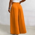thumbnail image 4 of Women's Casual Summer Wide Leg Trousers High Waisted Drawstring Elastic Waist Loose Fit Flowy Palazzo Pants for Vacation Daily Outings Orange 5XL, 4 of 4
