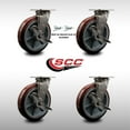 thumbnail image 2 of 8 Inch 316SS Polyurethane Caster Set with Roller Bearings 4 Brakes 2 Swivel Lock, 2 of 2