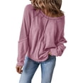 thumbnail image 3 of Zysthvn Fall Women's Sweatshirts Loose Fit Casual Pullover Long Sleeve Solid Soft Sweatshirts for Women Crewneck Tops, 3 of 6