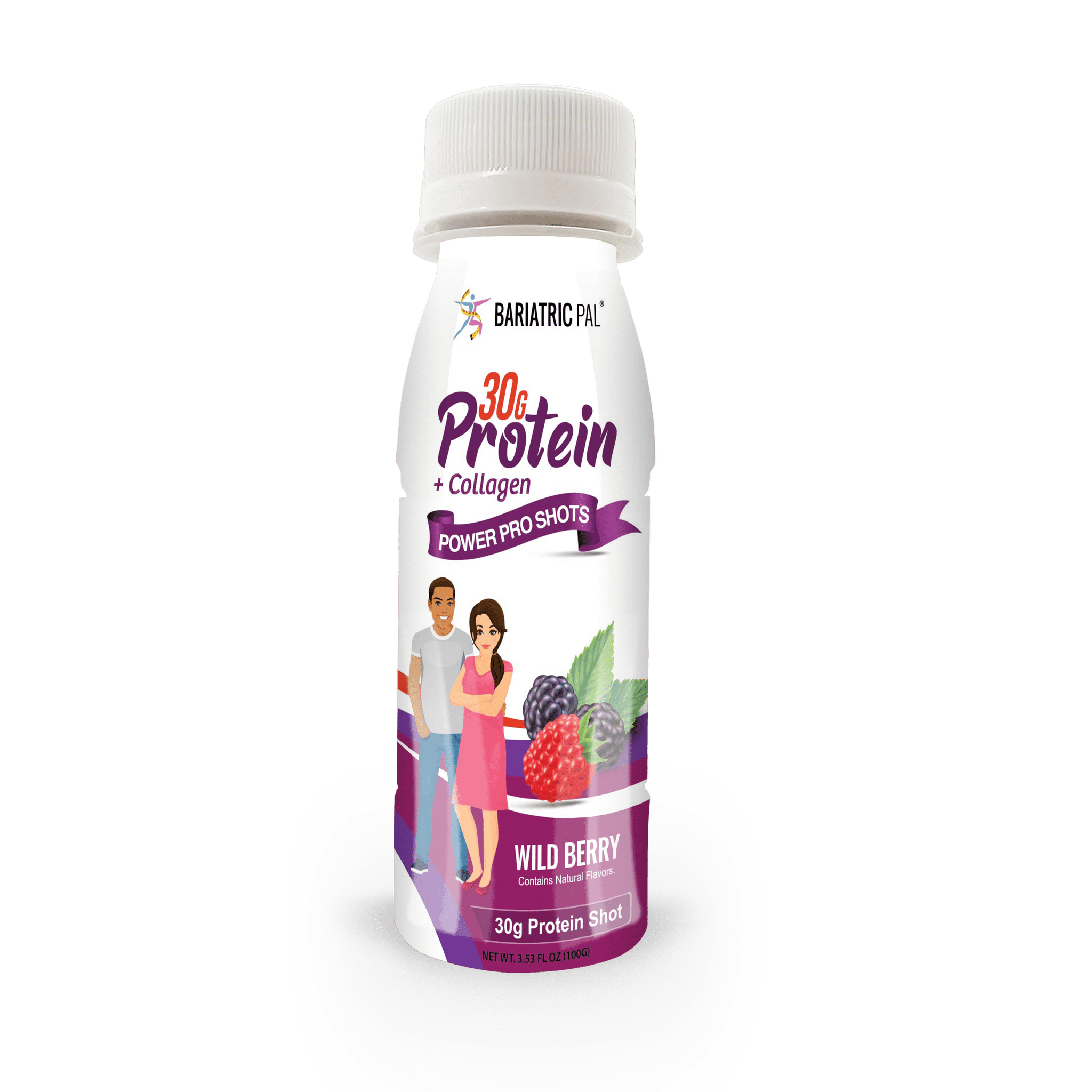 BariatricPal 30g Whey Protein & Collagen Power Pro Shots - Wild Berry (24-Pack)