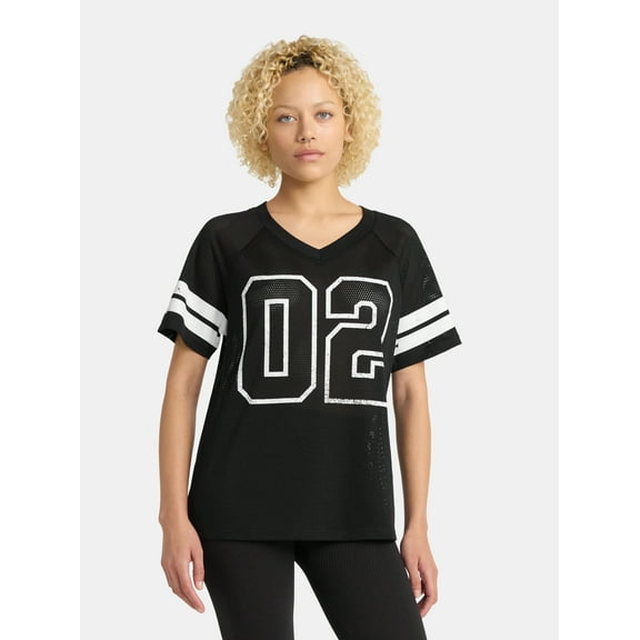 No Boundaries Graphic Mesh Football Tee, Women's