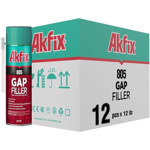 805 Gap Filler Polyurethane Expanding Foam Sealant (12x12 Oz.)- Gaps and Cracks Spray Insulation Can, Waterproof Sealant with Straw for Window and Door | 12 Oz. 12 Pack