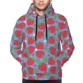 thumbnail image 4 of KLL Hand Drawn Strawberry Print Mens Hoodie Long Sleeve Casual Pullover Hooded Sweatshirt Fashion Drawstring Hoodies with Pocket-X-Large, 4 of 6