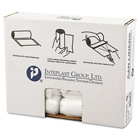 High-Density Commercial Can Liners, 10 Gal, 8 Microns, 24" X 24", Natural, 1,000/carton | Bundle of 5 Cartons