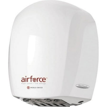 World Dryer Airforce High-Speed Hand Dryer 8.9" Width x 6.5" Depth x 10.7" Height - 1 Each - White - Aluminum