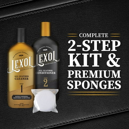 Lexol Complete 2-Step Leather Care Cleaner & Conditioner Kit with Applicator Sponges