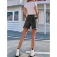 thumbnail image 6 of Womens Jean Shorts for Denim Casual Summer Mid Waist Frayed Stretchy Ripped Dark Gray L, 6 of 8