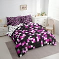 thumbnail image 3 of Manfei Abstract Pixel 7-Piece Twin Bedding Sets,Minimalism Geometric Checkered Bedding Comforter Set,Pink Black Sheet Sets For Girls Boys,Super Cozy Room Decor Reversible, 3 of 8