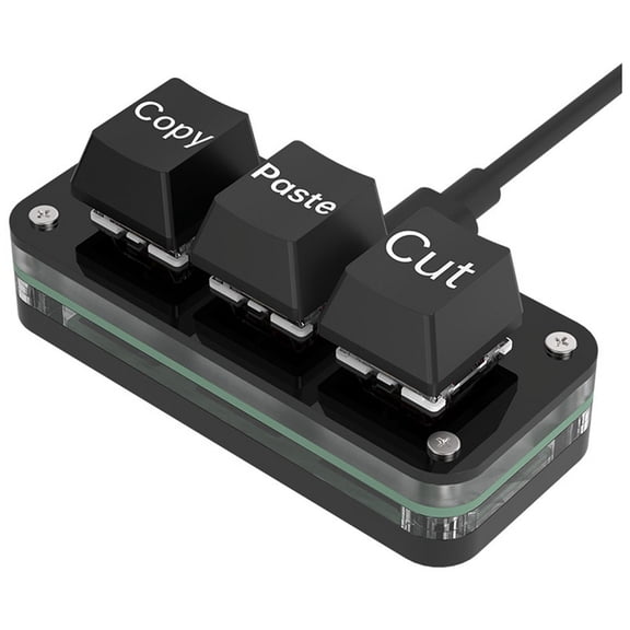 3 Keys Macro Programming Mini Keyboard for Photoshop Gaming Hotswap Programming Keypad Copy Paste Macropad Black Type A,1 x Mini Keyboard 1 x Type C data cable,Black