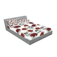 thumbnail image 2 of Ambesonne Halloween Fitted Sheet & Pillow Sham Set, Roses Gothic Skull, Calking, Grey, 2 of 2