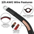 thumbnail image 2 of 2/0 AWG Battery Cables with Terminals, Positive and Negative Wires Pure Copper, Solar Power Inverter, Welding, Golf Cart, Motorcycle (Red and Black, 3 FT (36 in), 5/16" Lugs on Both Ends, 2pcs), 2 of 6