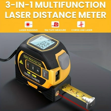 Laser Tape Measure 3 In 1 Digital Tape Measure 196Ft High Precision Rangefinder