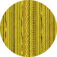 thumbnail image 1 of Ahgly Company Machine Washable Indoor Round Abstract Yellow Modern Area Rugs, 5' Round, 1 of 4