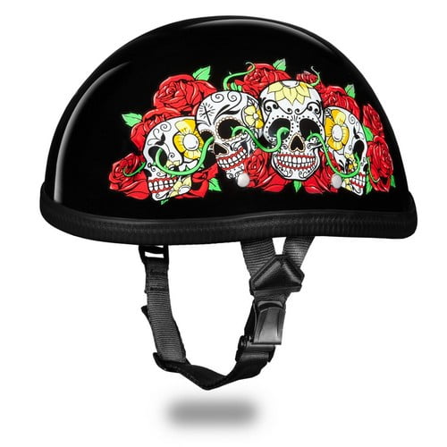 DAYTONA Novelty Skull Cap 1/2 Half Motorcycle Helmet 35 Styles NON DOT