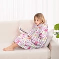 thumbnail image 4 of Pink Butterfly Word Pattern Blanket Hoodies for Kids 6-13YR Oversize Wearable Blanket Hoodies for Boys Girls Teens, 4 of 7