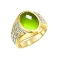 thumbnail image 3 of RYLOS Men's Rings 14K Yellow Gold Nugget Ring with Cabochon Gemstone & Diamonds Peridot Rings For Men Size 10, 3 of 7
