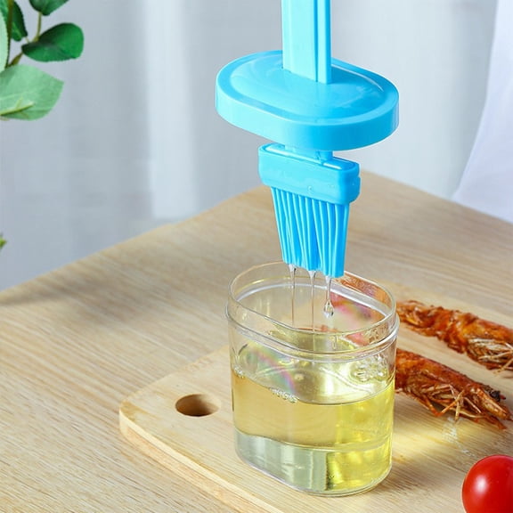 SouMaox Kitchen Oil Brush Bottle, Integrated Lid Silicone Baster, Condiment Dispenser, Grilling Seasoning Tool for Outdoor Backyard Barbecue