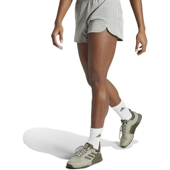 Adidas Womens Pacer 3 Stripes Athletic Workout Shorts, Grey, Medium