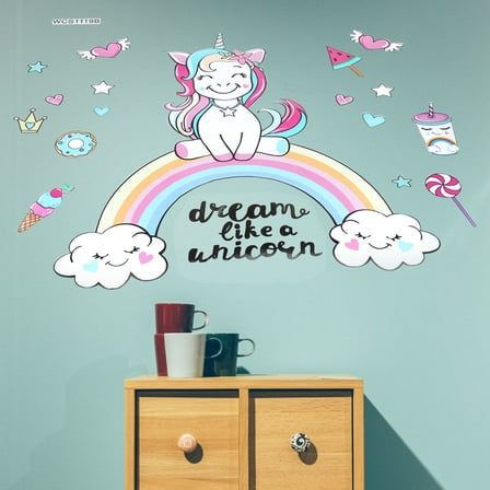UPKOCH Wall Mural Unicorn Theme Removable Wall Decals PVC Assorted Color for Parents 1Pcs