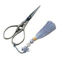 thumbnail image 4 of Chinese Household Scissors Tea Ceremony Accessories Retro Design, Exquisite Carving Scissors, Craft Scissors for Cross Stitch gray tassel, 4 of 8