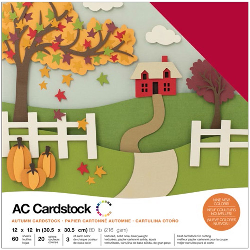 American Crafts Variety Cardstock Pack 12" x 12" 60/Pkg Autumn