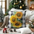 thumbnail image 2 of Sunflower Pillow Covers 16x16 Inch Set of 2 Summer Flower Black White Buffalo Plaid Decorative Throw Pillows Yellow Floral Pillow Cases Farmhouse Home Decor for Cushion Couch Sofa Outdoor, 2 of 6