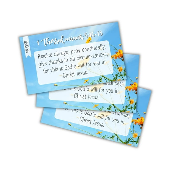 1 Thessalonians 5:16-18 Prayer Wallet Card 30 pk 2x3.5 Rejoice Always Pray Continually Give Thanks Floral Beautiful Gift Pocket Bulk Church Members