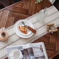 thumbnail image 5 of Nvzi Macrame Table Runner Cream Beige Boho Table Runner with Tassels Hand Woven Cotton Table Runner Rustic Farmhouse Table Runner for Bohemian Kitchen Dining Table(12x108in), 5 of 5