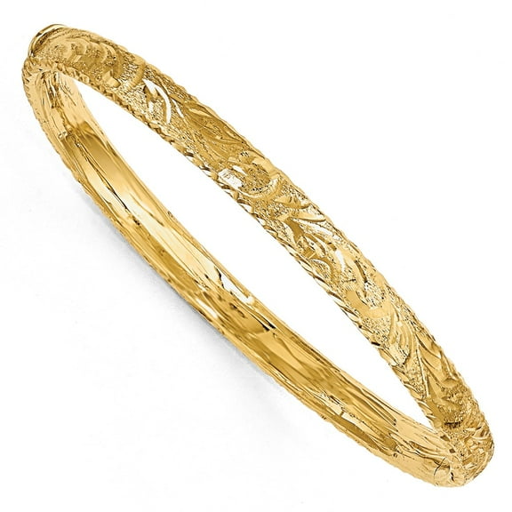 Leslie's Real 14kt Yellow Gold Diamond Cut Bangle; for Adults and Teens; for Women and Men
