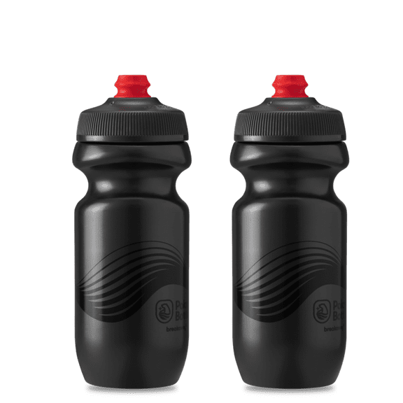 Polar Bottle Breakaway Wave Lightweight Bike Water Bottle 2-Pack - BPA-Free, Cycling & Sports Squeeze Bottle (Charcoal & Black 20 oz)