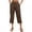 Coffee, variant on Lightweight Loose Fit Casual Pants For With Lace And High Waist 3/4 Length Relaxed Trousers Comfortable Pants for Women Casual, Size S